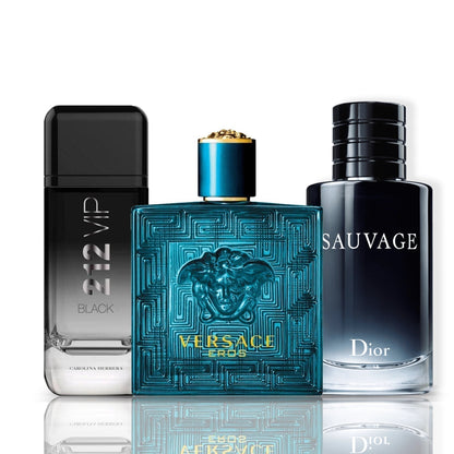 Set od 3 parfema | 212 VIP Black · Eros · Sauvage